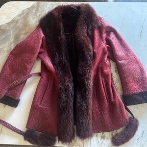 Elegant Burgundy Faux Fur Teddy Jacket